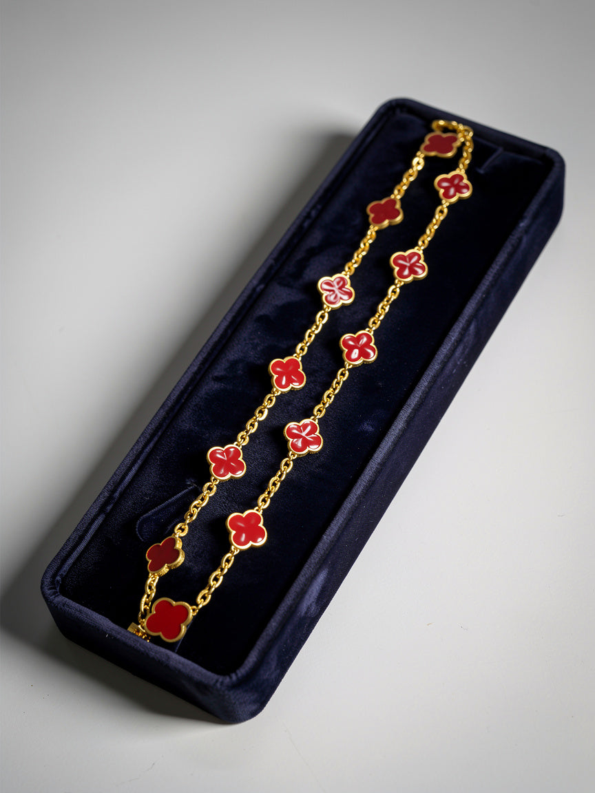 Red Clover Gold Plated Necklace