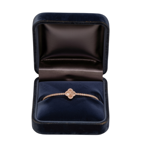 Rose Gold Plated Clover Bracelet with Zirconium Oxide