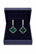 Green Clover Drop Zirconium Earrings