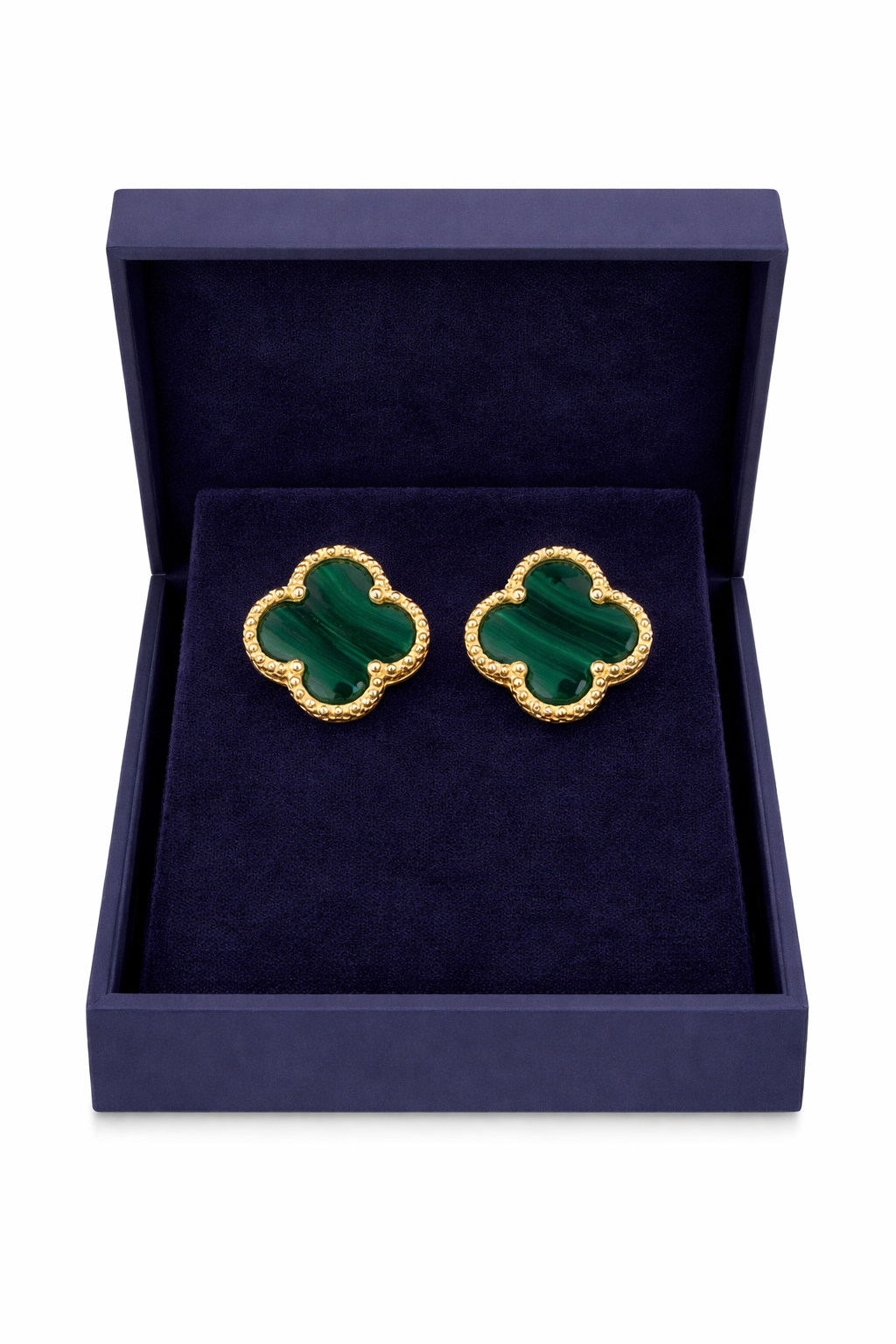 Green Gold Plated Flat Clover Earrings
