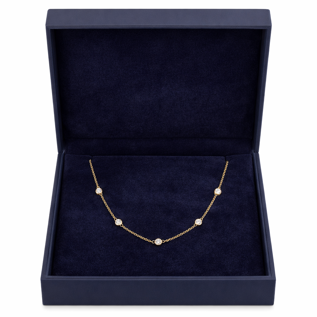 Gold Diamond Station Necklace