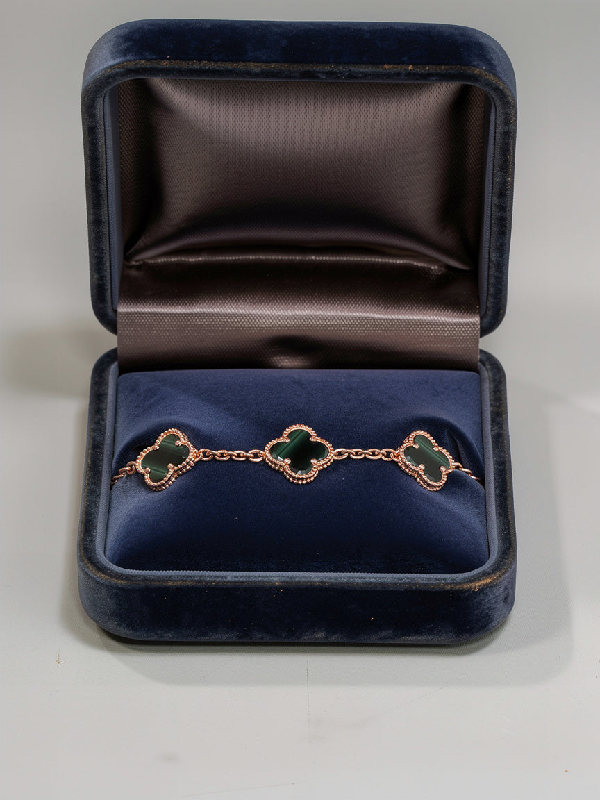 Green Clover Gold Plated Bracelet